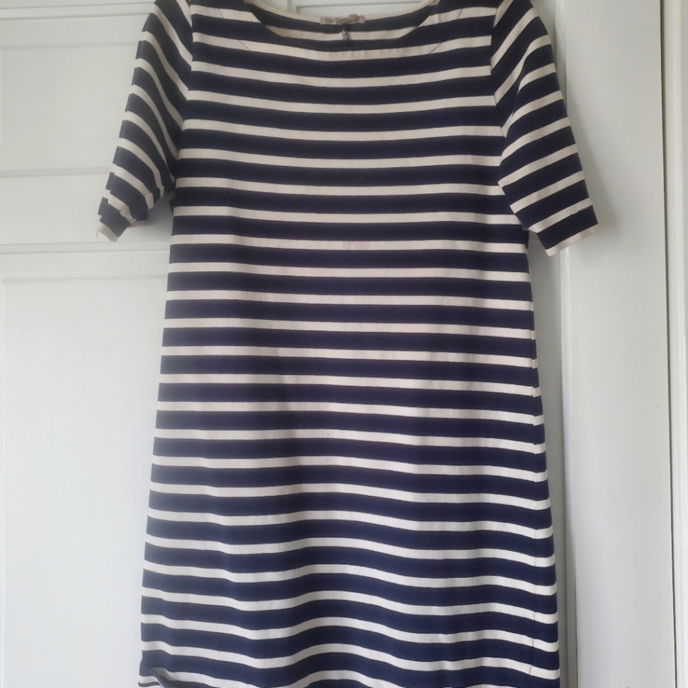 Gap Women Medium Navy Blue Striped Dress